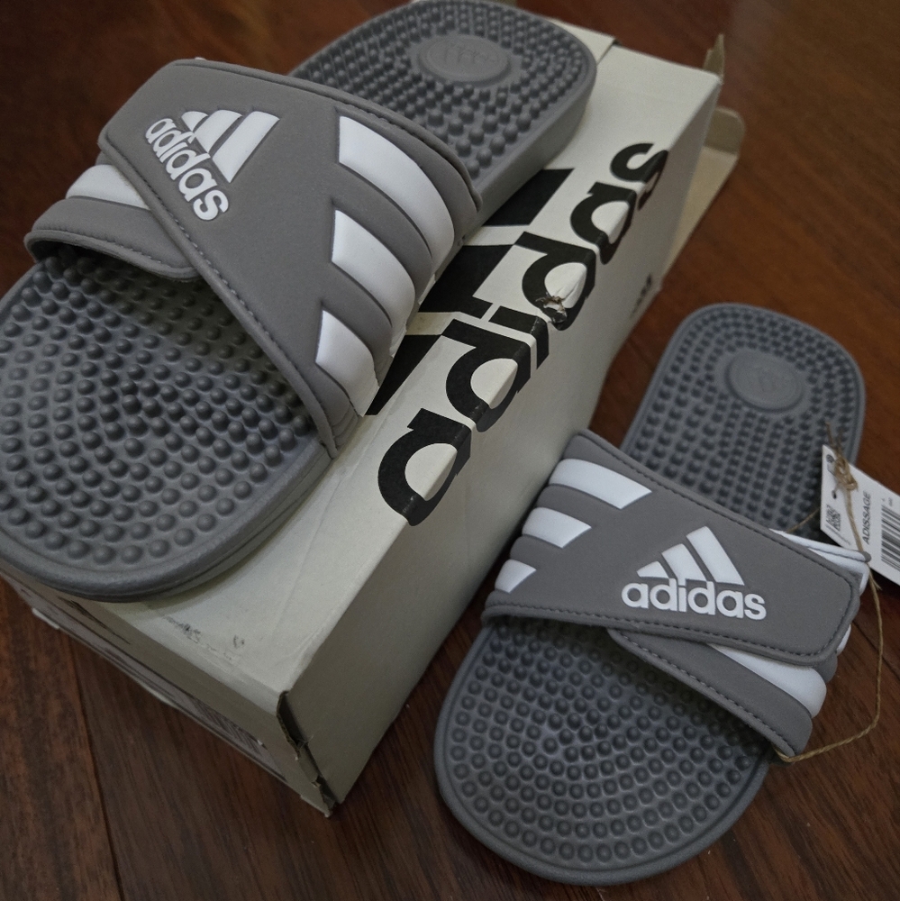 Kids adidas asissage grey slides size 4